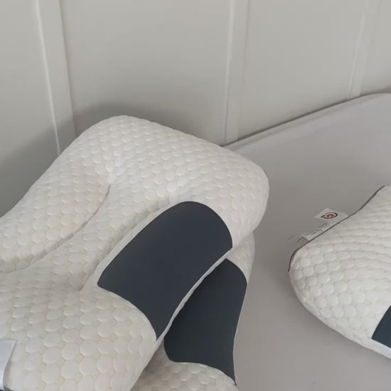 Almohada cervical ergonómica vista desde distintos ángulos